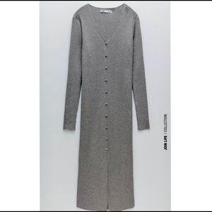 ZARA Long Knit Jacket/Dress with Buttons, Gray, side M, NEW with tag, $55